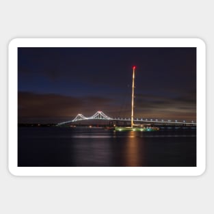 Ship parked in front of the Pell Bridge Newport RI Sticker